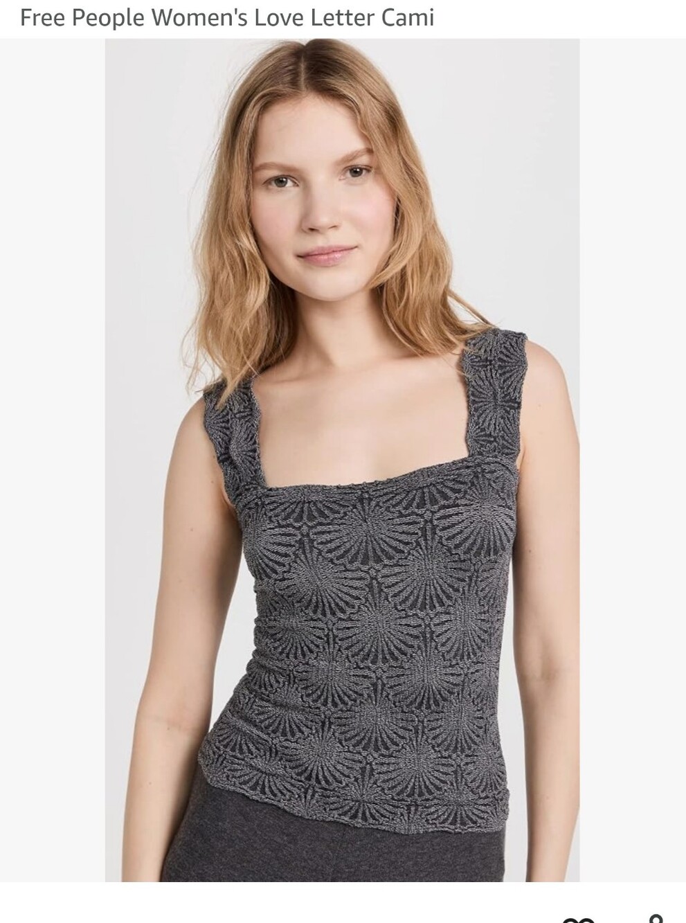 Free People Love Letter Cami In Black NWT